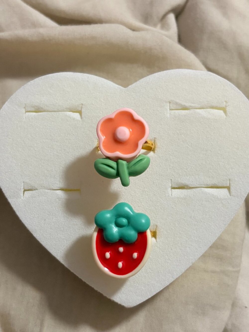 Free People Quirky Flower and Strawberry Statement Ring Set